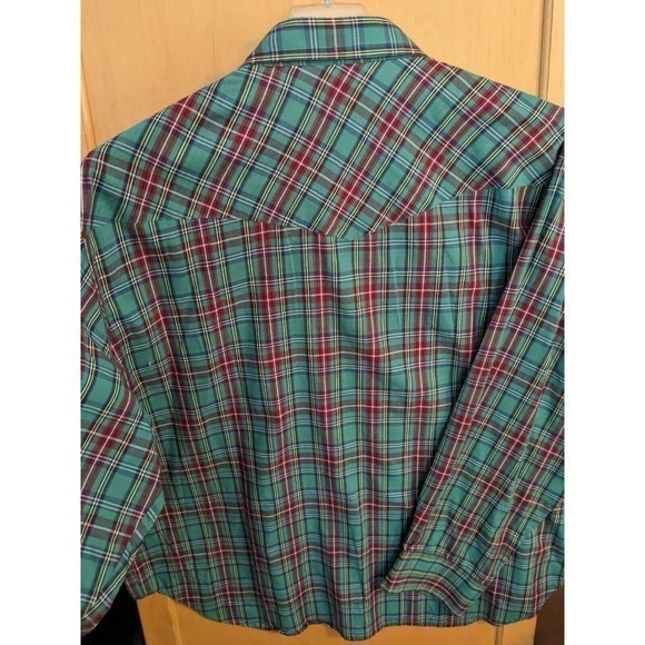Vintage 80s Open Trails Flannel Shirt Men XXL PLAID 65/35 Green - Picture 2 of 3